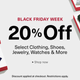 20% off on select clothes, shoes, jewelry, watches, and more